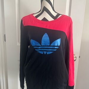 Adidas Black and Pink Sweatshirt with Blue Trefoil